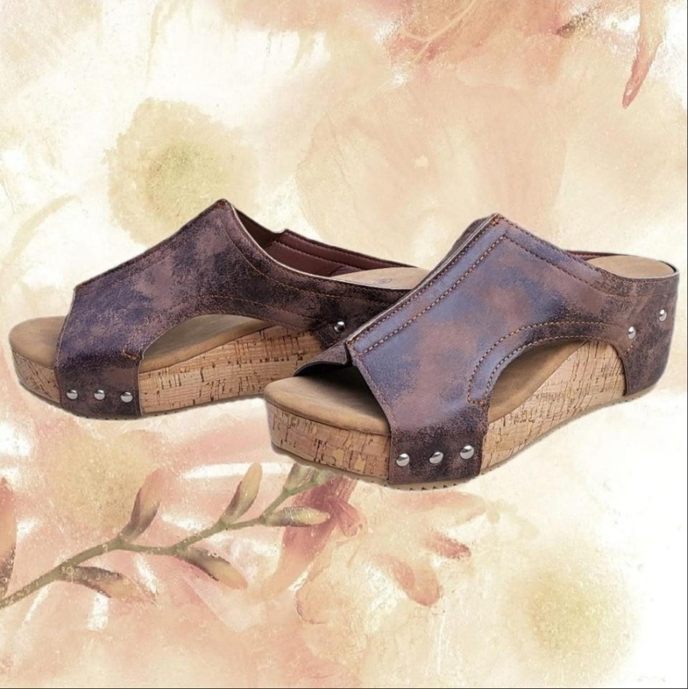 Stylish Brown Women's Wedge Sandals